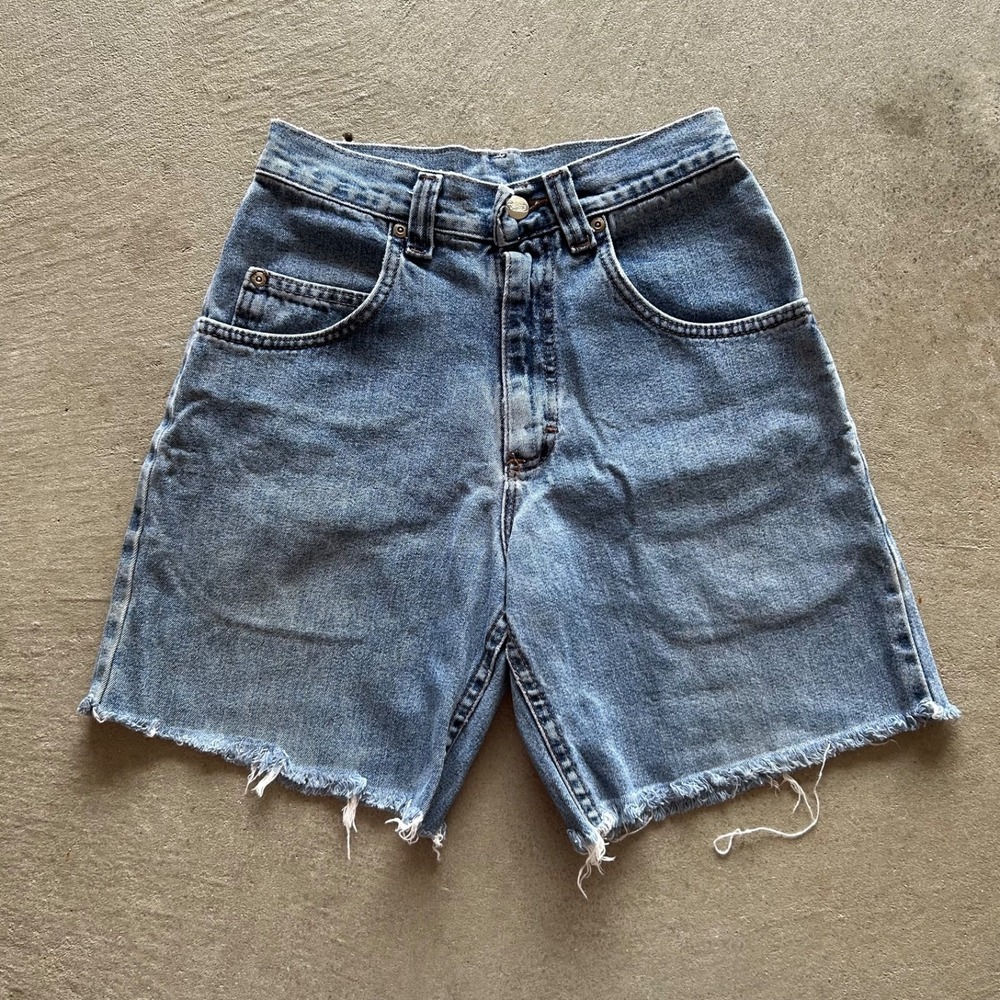 Vintage 90s Lee Pipes Shorts Size 24 Blue Light Wash Denim Jean Jorts Skater